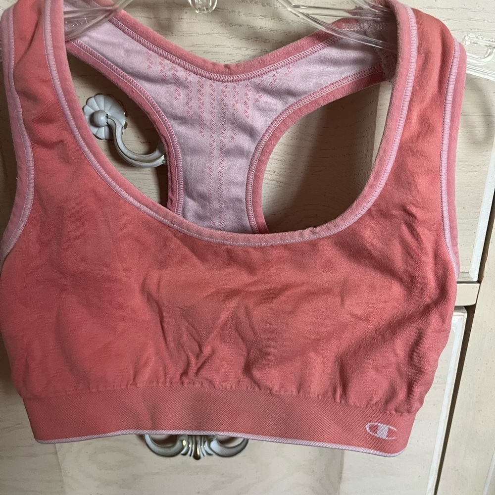Champion sports bra in a coral color